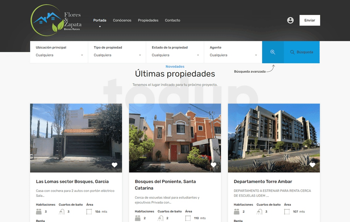 Diseño web para FloresZapataBienesRaices.com