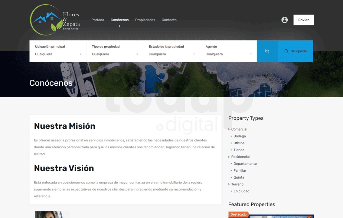 Diseño web para FloresZapataBienesRaices.com