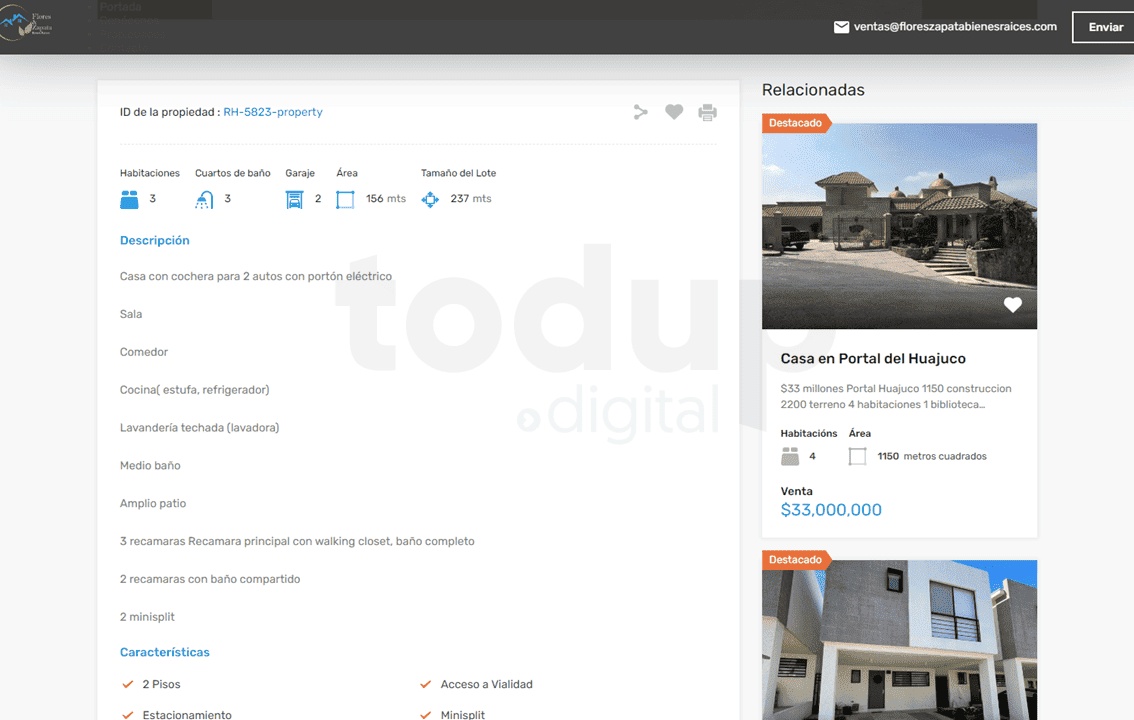 Diseño web para FloresZapataBienesRaices.com