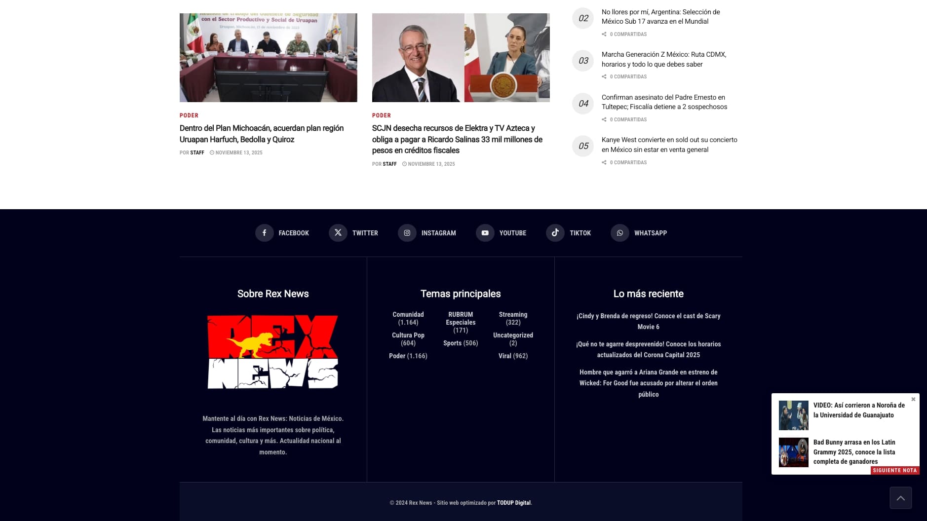 Plataforma web para RexNews - Artículo individual