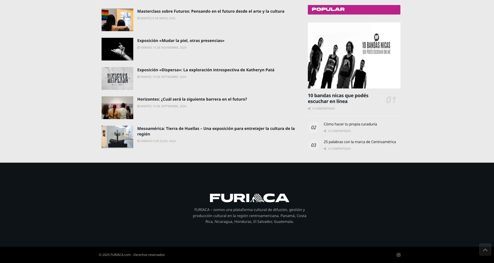 Rediseño web para Furiaca.com - Sección popular y reciente