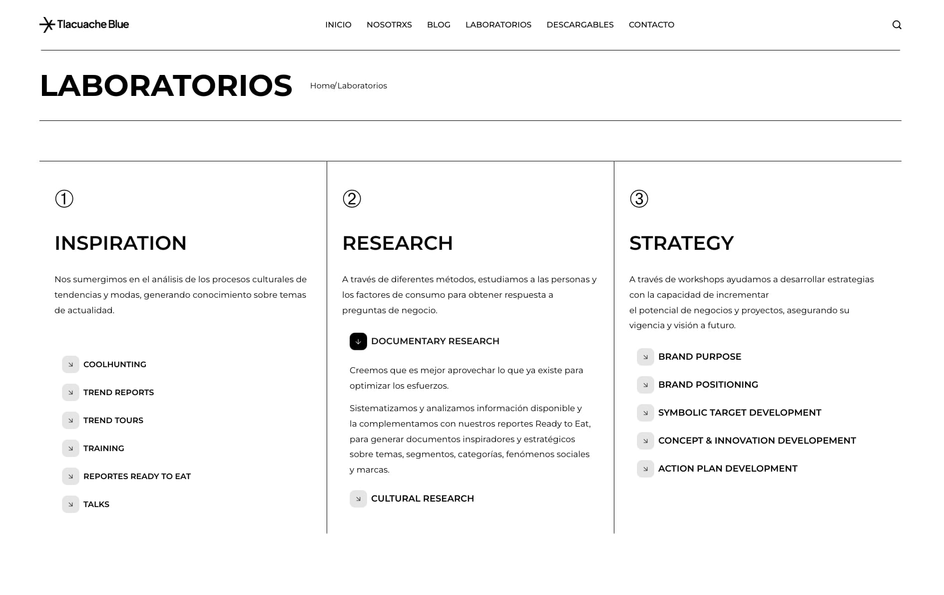 Rediseño web para Tlacuache Blue - Sección Descargables